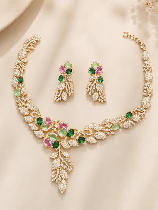 Ishhaara Botanical Gemstone Neckalce Set