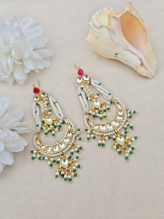 Ishhaara Kundan Chandbali Earrings - handcrafted Indian jewellery