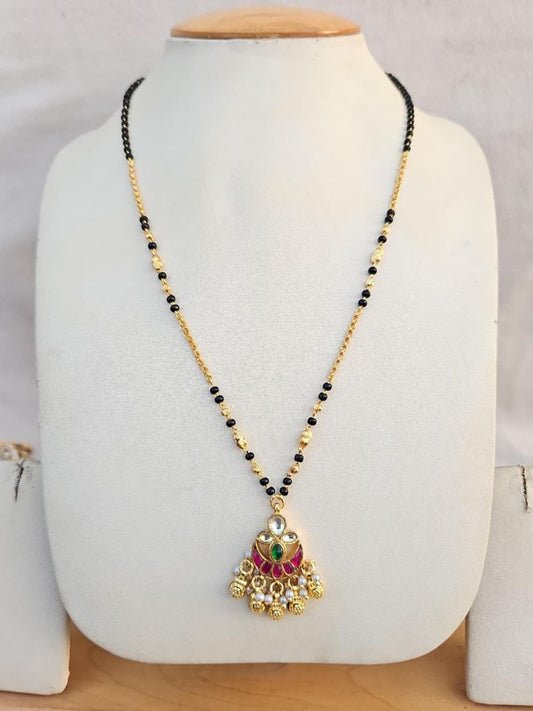 Ishhaara Kundan Elephant Pendant Mangalsutra Necklace - handcrafted Indian jewellery