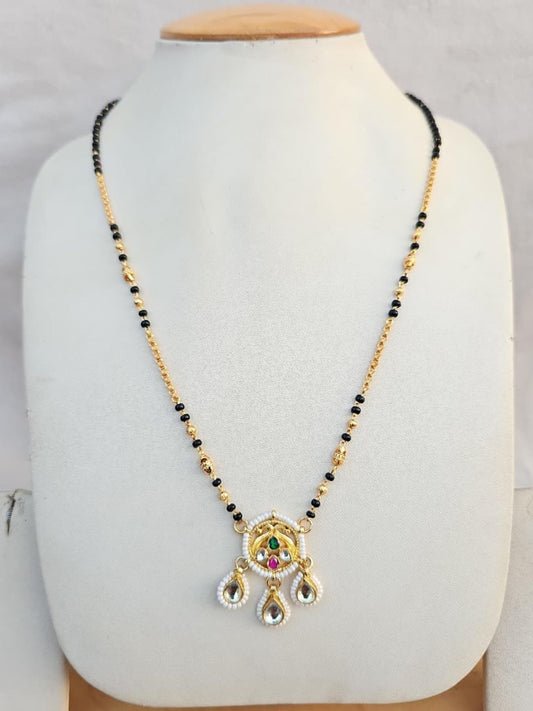 Ishhaara Kundan Pearl Drop Pendant Mangalsutra Necklace - handcrafted Indian jewellery