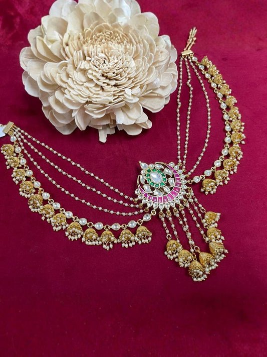 Ishhaara Premium Peacock Jada Billa With Pearl Earchain