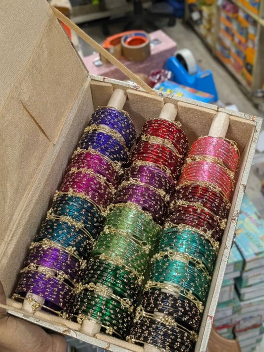 Ishhaara Set Of Kashmiri Raindrop Bangles With Organiser